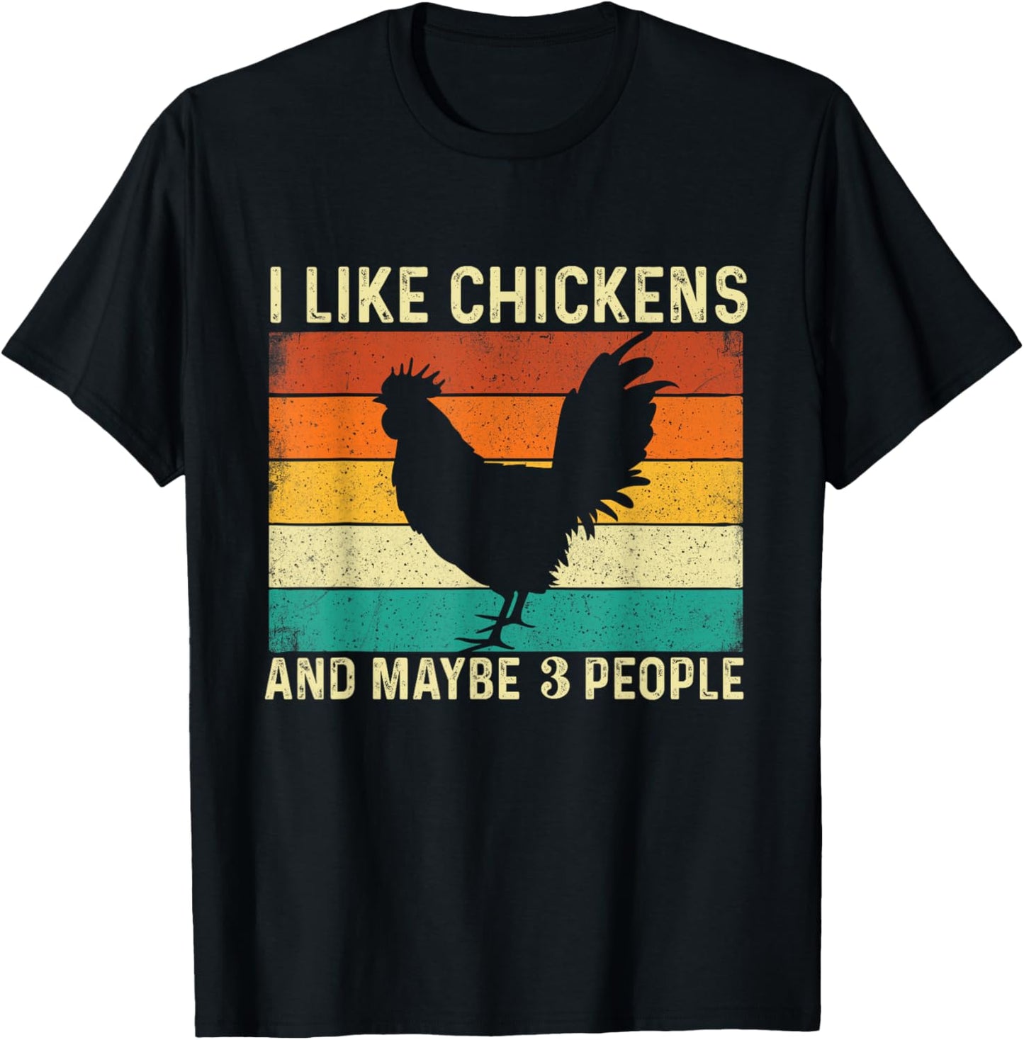I Like Chickens And Maybe 3 People - Retro Chicken Farmer T-Shirt - T-Shirt | Black