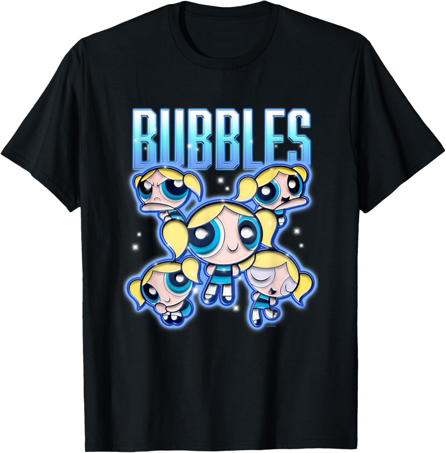 The Powerpuff Girls Bubbles Chrome Multi Pose T-Shirt - T-Shirt | Black