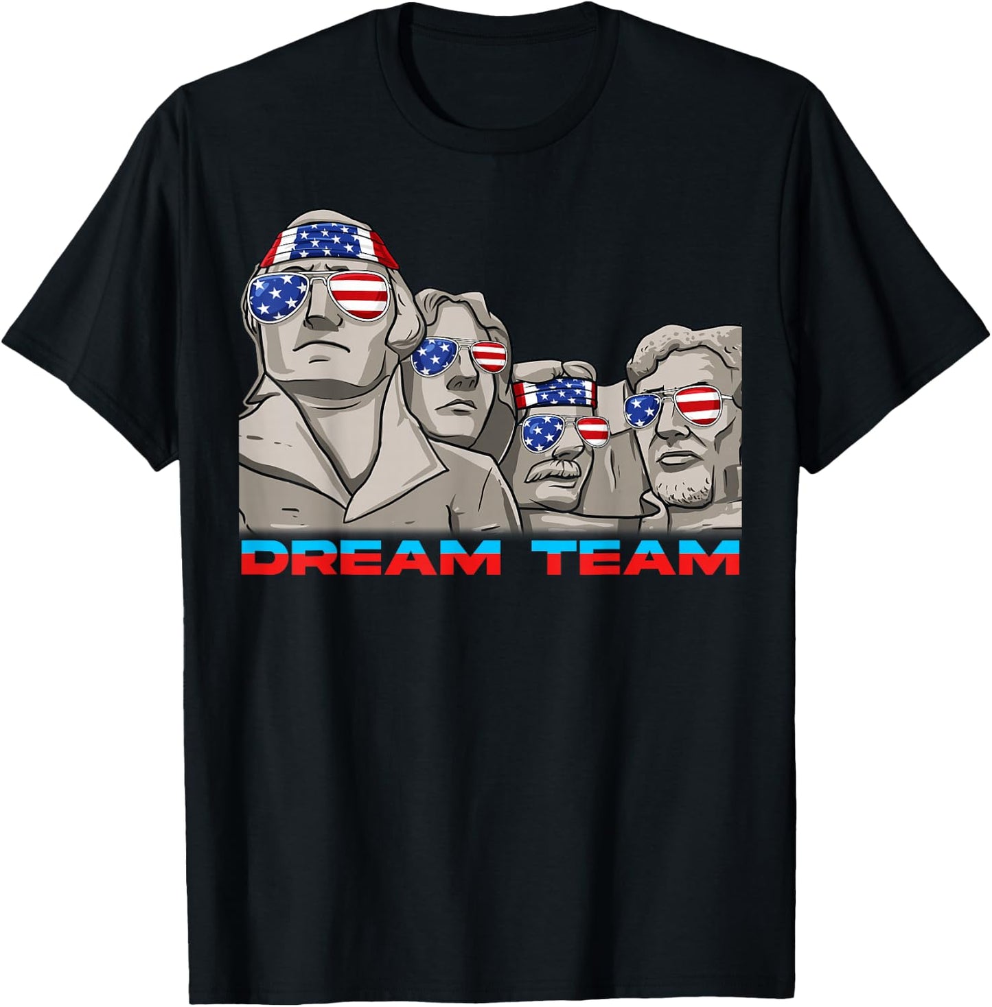 Mount Rushmore 4th of July Funny Patriotic Presidents Team T-Shirt - T-Shirt | Black