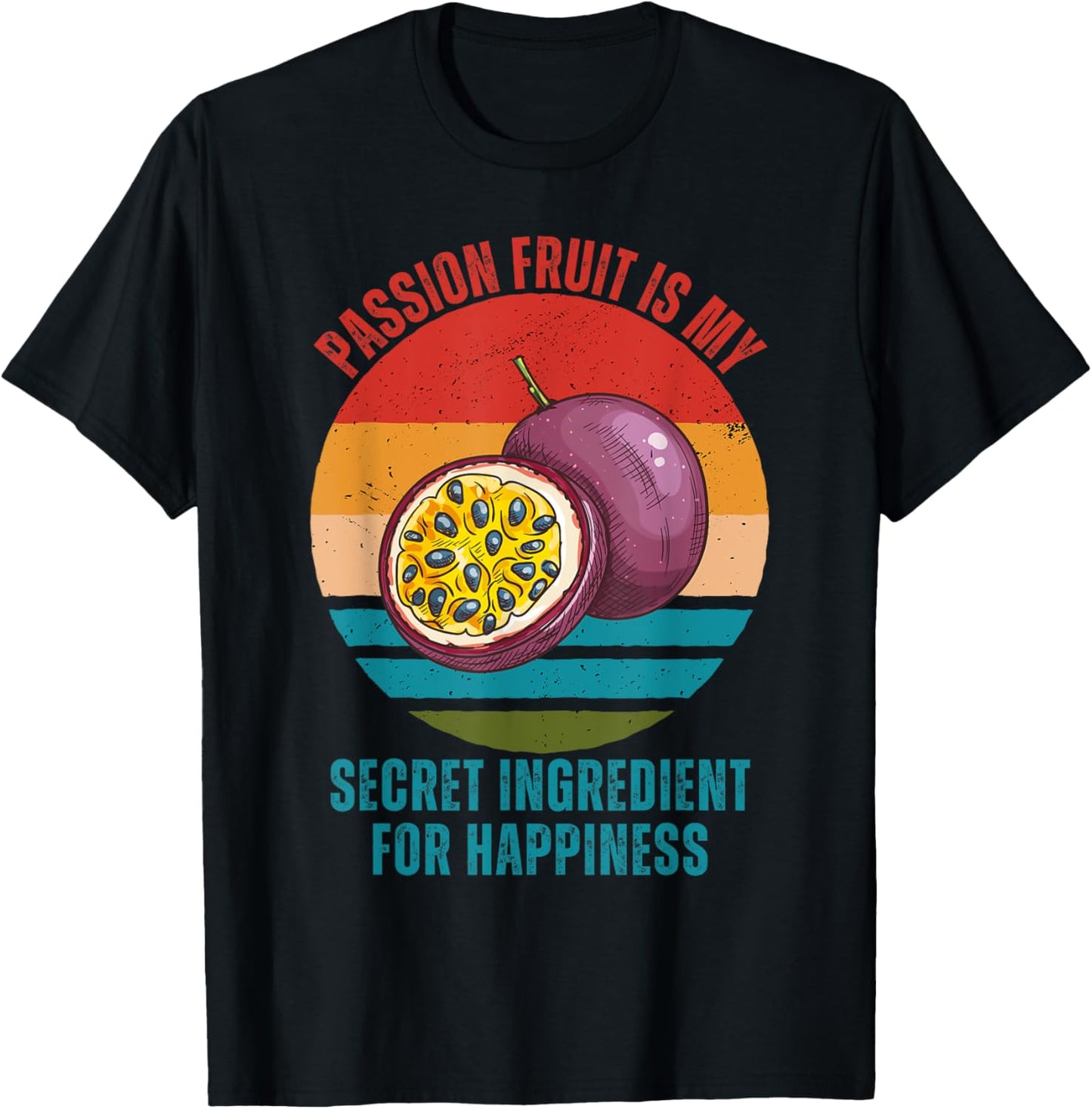 Vintage Passion Fruit Is My Secret Ingredient For Happiness T-Shirt - T-Shirt | Black