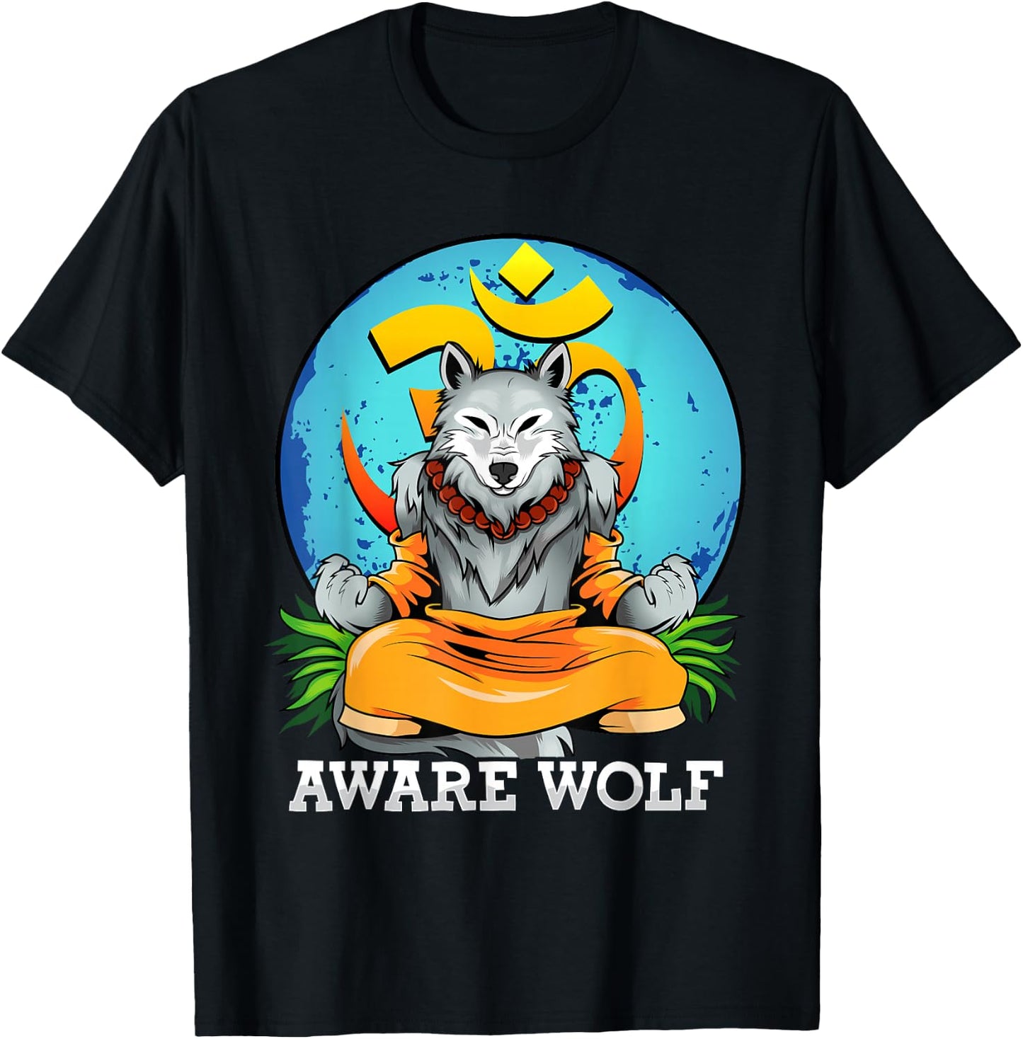 Werewolf Pun Halloween Costume Aware Wolf Yoga Meditation T-Shirt - T-Shirt | Black