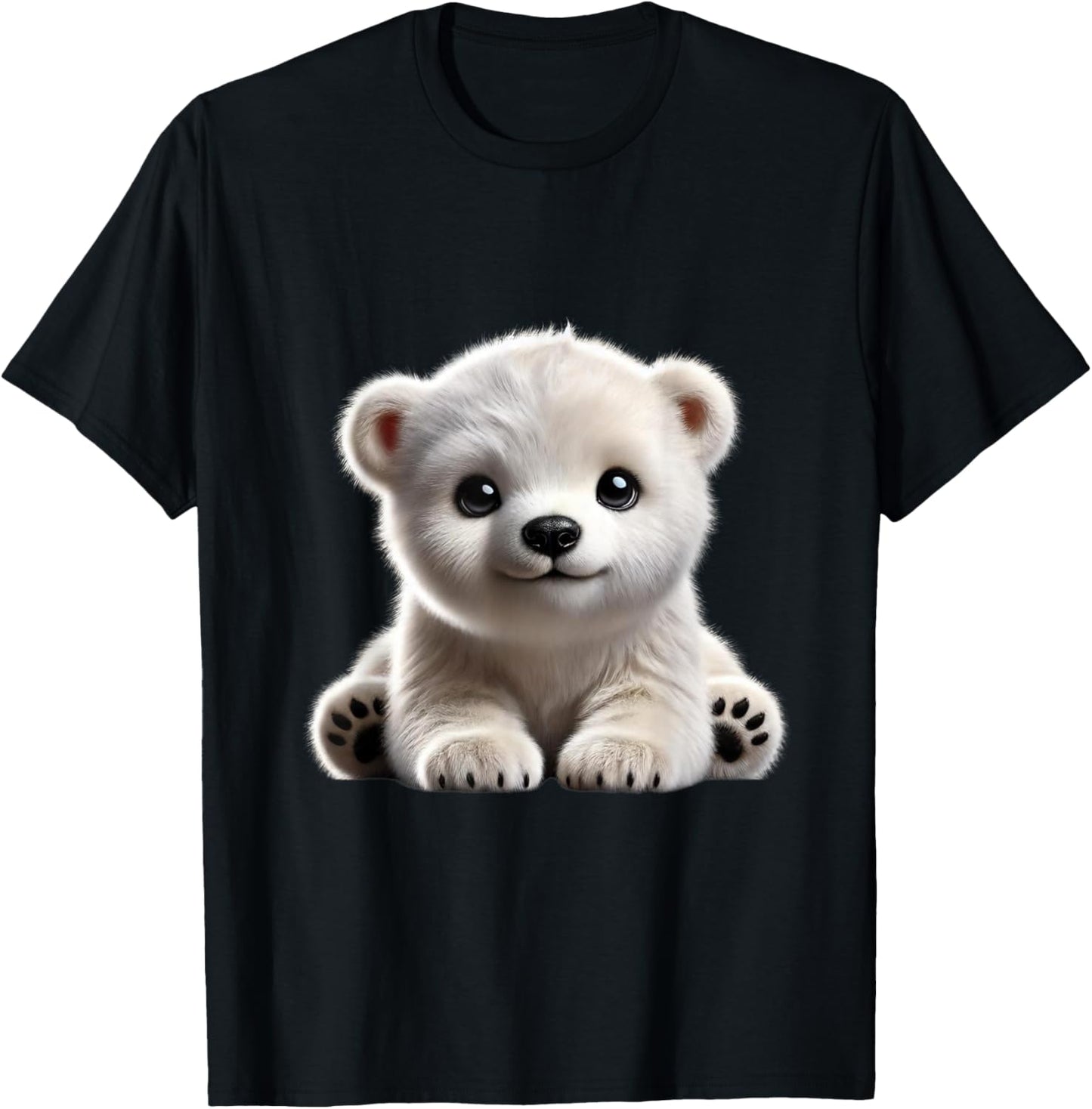 Just Sweet Designs Cute Polar Bear Cub Design , Small, Black T-Shirt - T-Shirt | Black