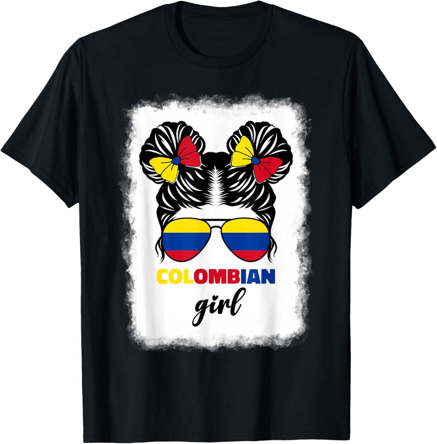 Colombiana Colombia Flag Cute Colombian Girl For Kids Girls T-Shirt - T-Shirt | Black