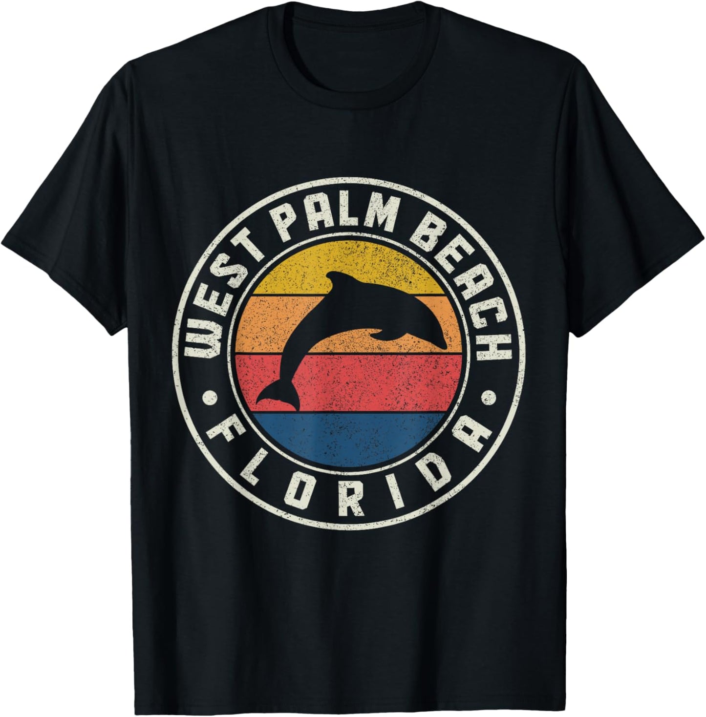 West Palm Beach Florida Dolphin Souvenir Vintage T-Shirt - T-Shirt | Black