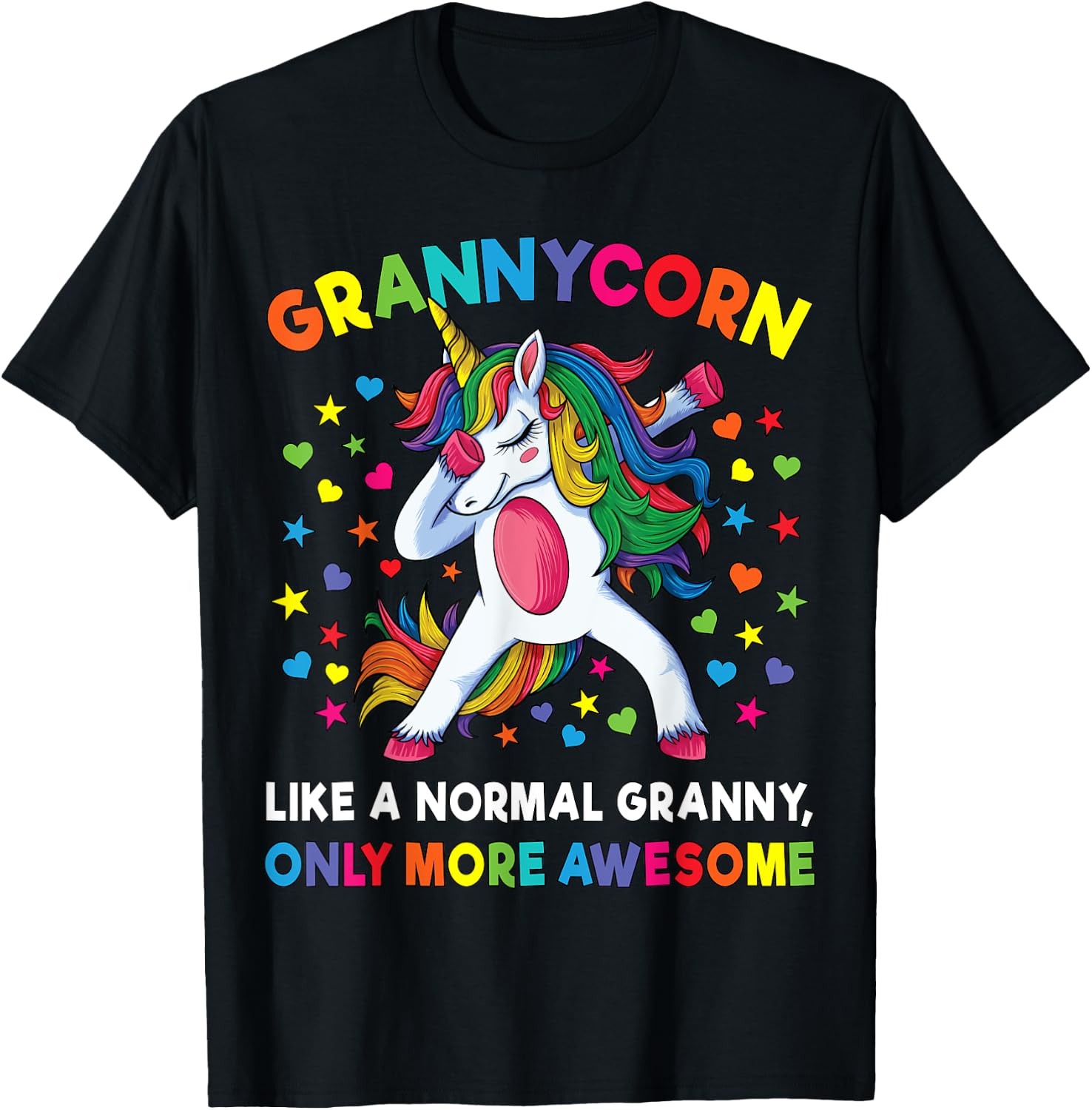 Grannycorn Like A Grandma Only Awesome Dabbing Unicorn T-Shirt - T-Shirt | Black