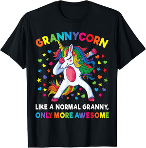 Grannycorn Like A Grandma Only Awesome Dabbing Unicorn T-Shirt - T-Shirt | Black