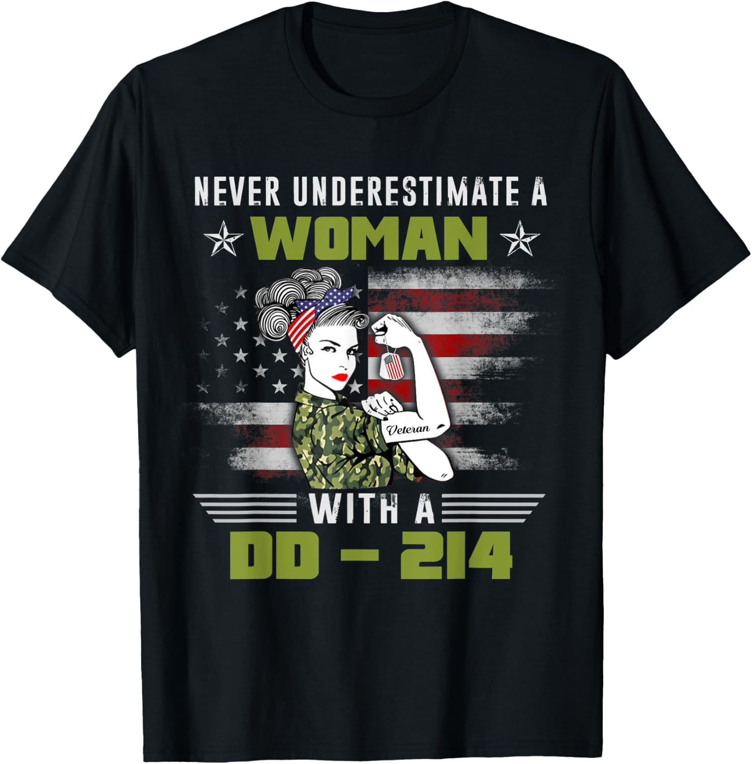 Women With DD-214 Female Veterans Proud Women Veteran T-Shirt - T-Shirt | Black