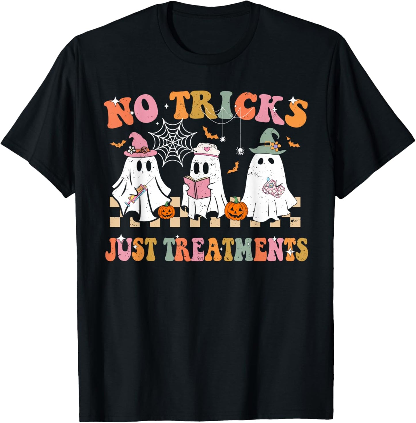 Funny Nurse Ghost for Scrub Life & Nursing Halloween Lovers T-Shirt - T-Shirt | Black