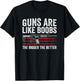 Guns Are Like Boobs The Bigger The Better - Funny Gun T-Shirt - T-Shirt | Black
