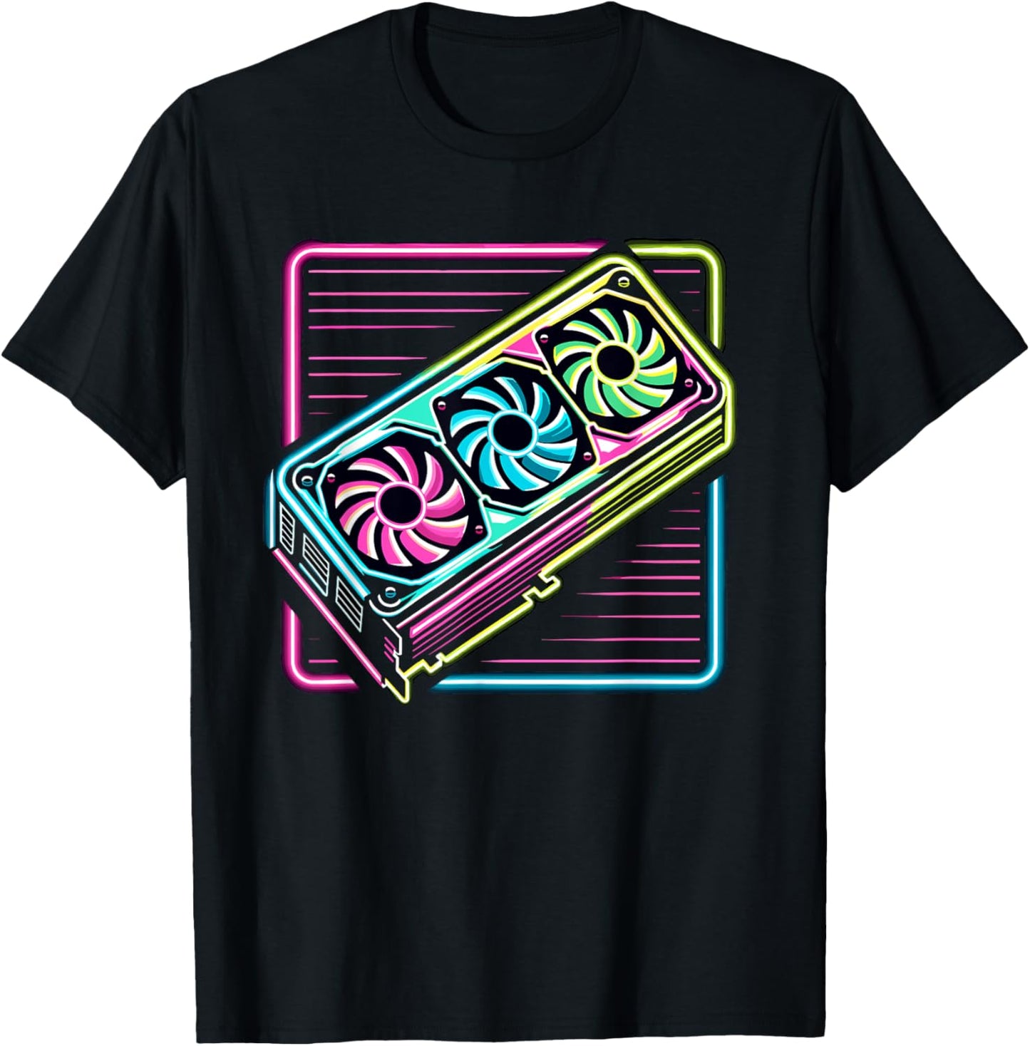 RGB Gaming Graphics Card Aesthetic GPU Video Gamer T-Shirt - T-Shirt | Black