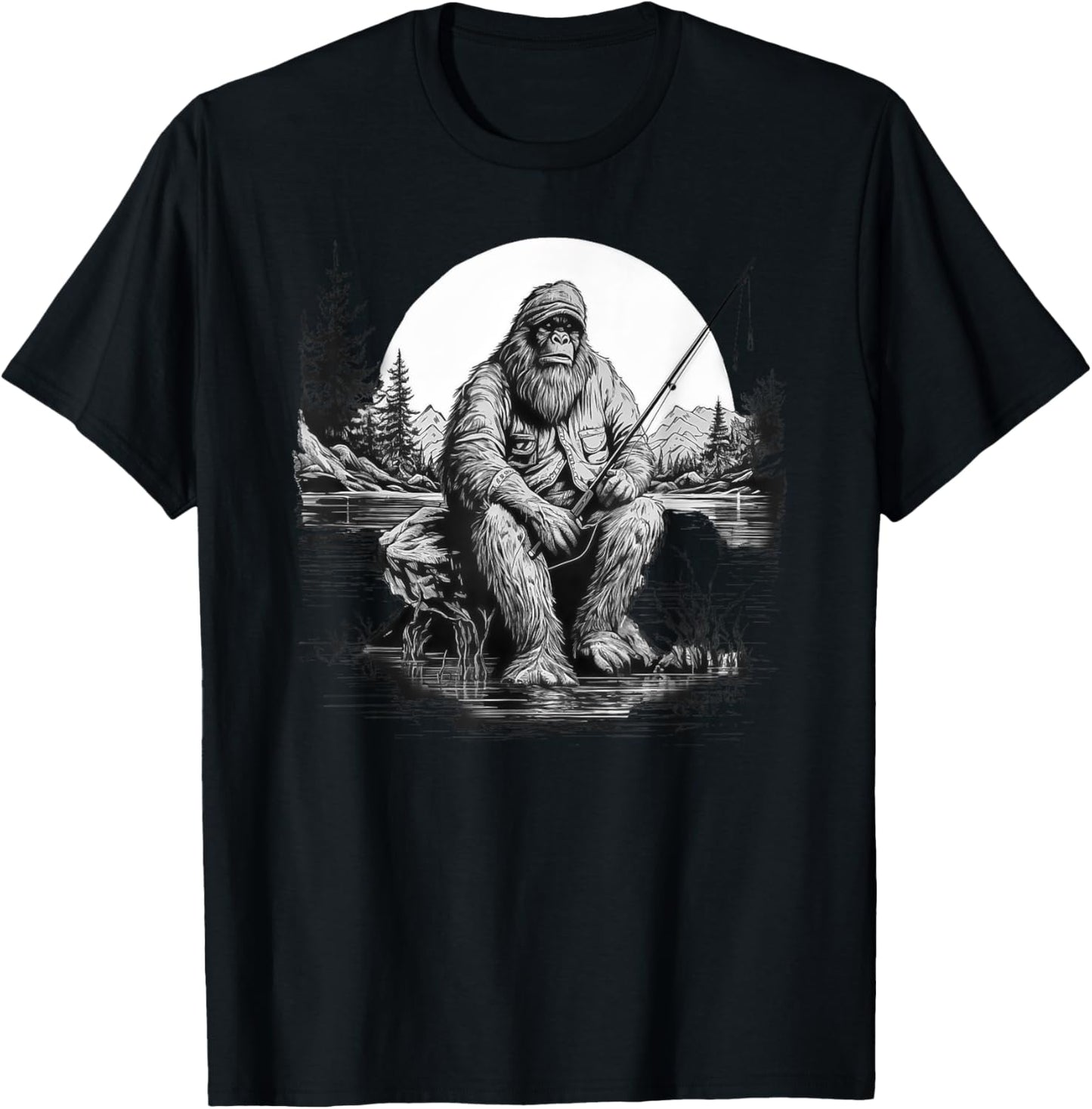 Big foot fishing, Cool Fishing Fisherman Bigfoot Sasquatch T-Shirt - T-Shirt | Black
