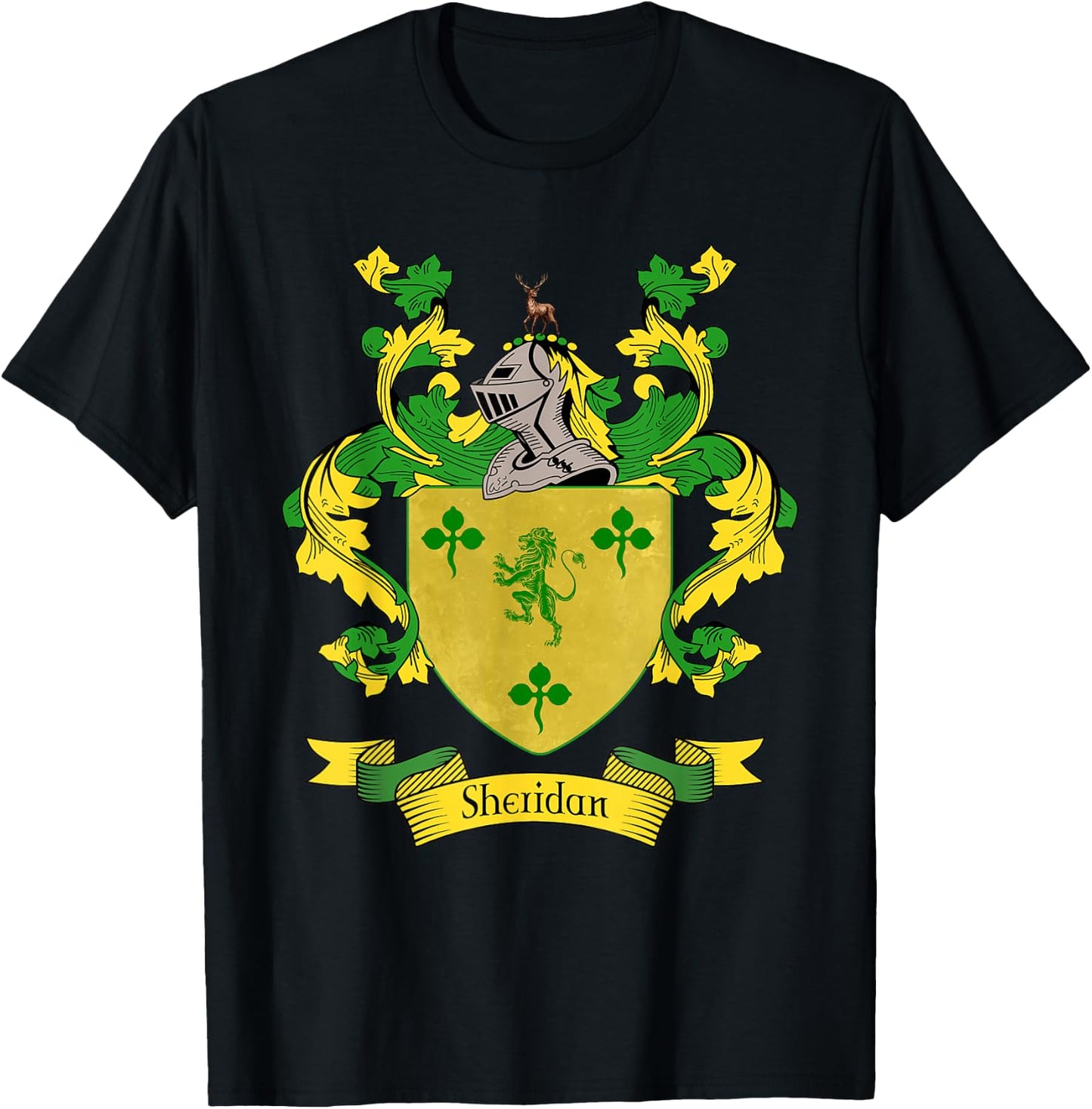 Sheridan Coat of Arms | Sheridan Surname Family Crest T-Shirt - T-Shirt | Black