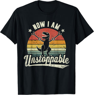 Retro Now I Am Unstoppable T-Rex Lustig T-Shirt - T-Shirt | Black