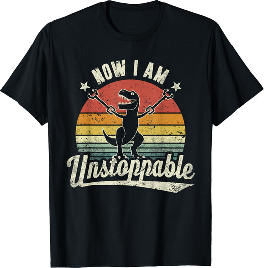 Retro Now I Am Unstoppable T-Rex Lustig T-Shirt - T-Shirt | Black