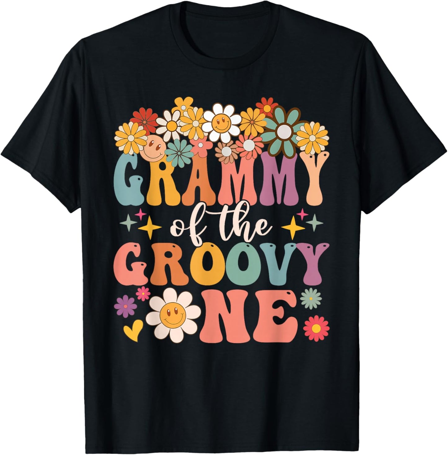 Retro Grammy of Groovy One Matching Family 1st Birthday T-Shirt - T-Shirt | Black