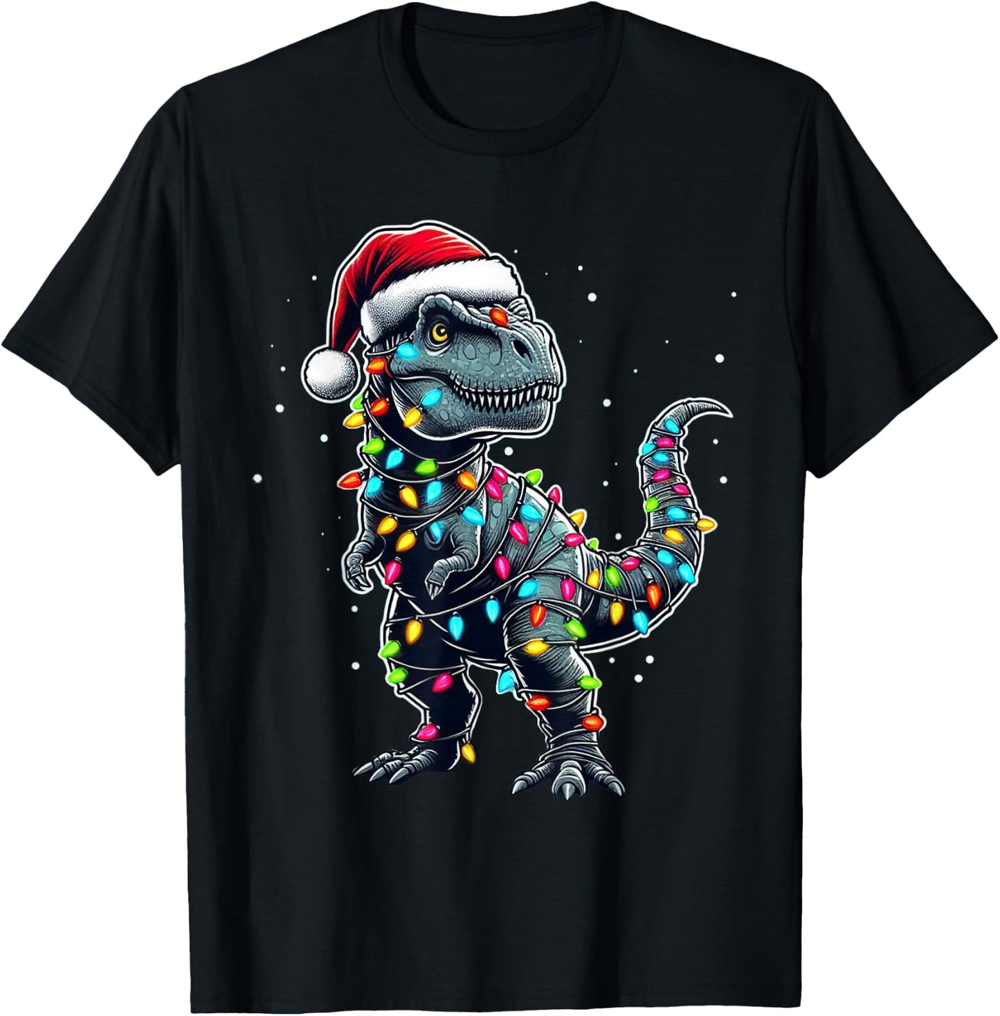 Dinosaur T-rex Tree Christmas Xmas Pet Dino Trex T-Shirt - T-Shirt | Black