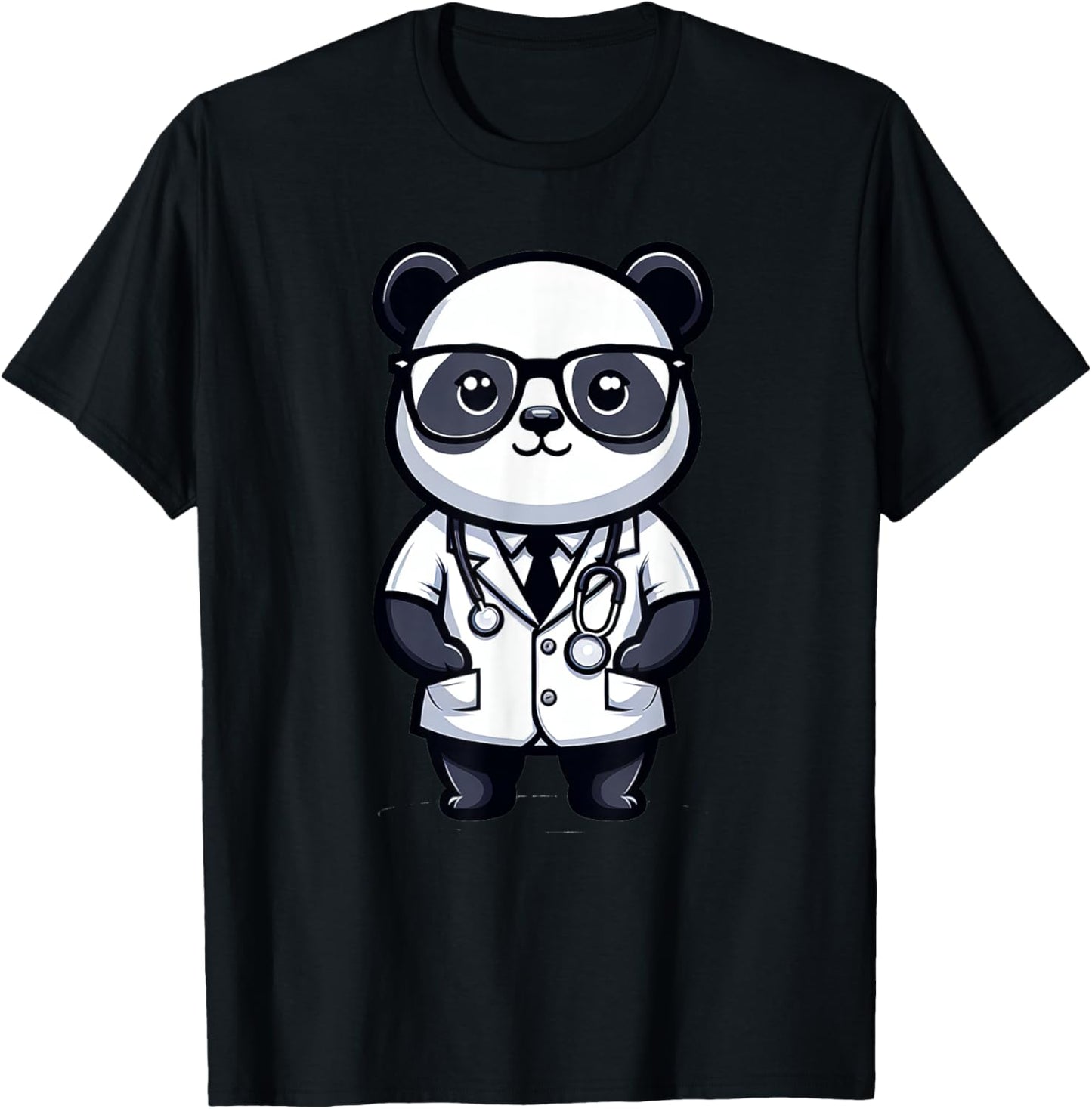 Cute Panda Doctor T-Shirt - T-Shirt | Black