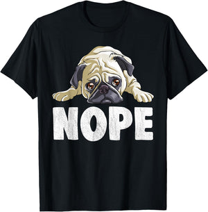 Pug Nope Lazy T Shirt Funny Cute Men Kids Boys Girls T-Shirt - T-Shirt | Black
