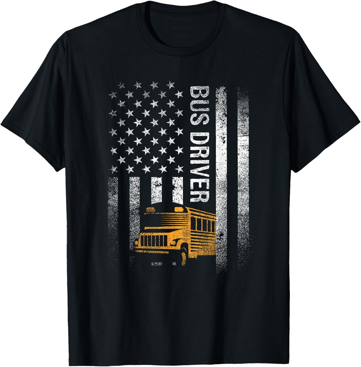School Bus Driver USA American Flag Funny Bus Driver Gift T-Shirt - T-Shirt | Black