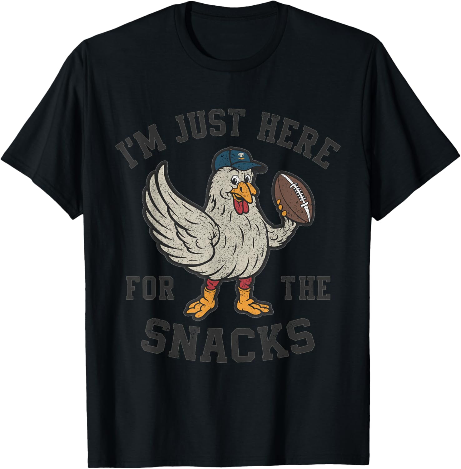 Funny I'm Just Here For The Snacks Football T-Shirt - T-Shirt | Black