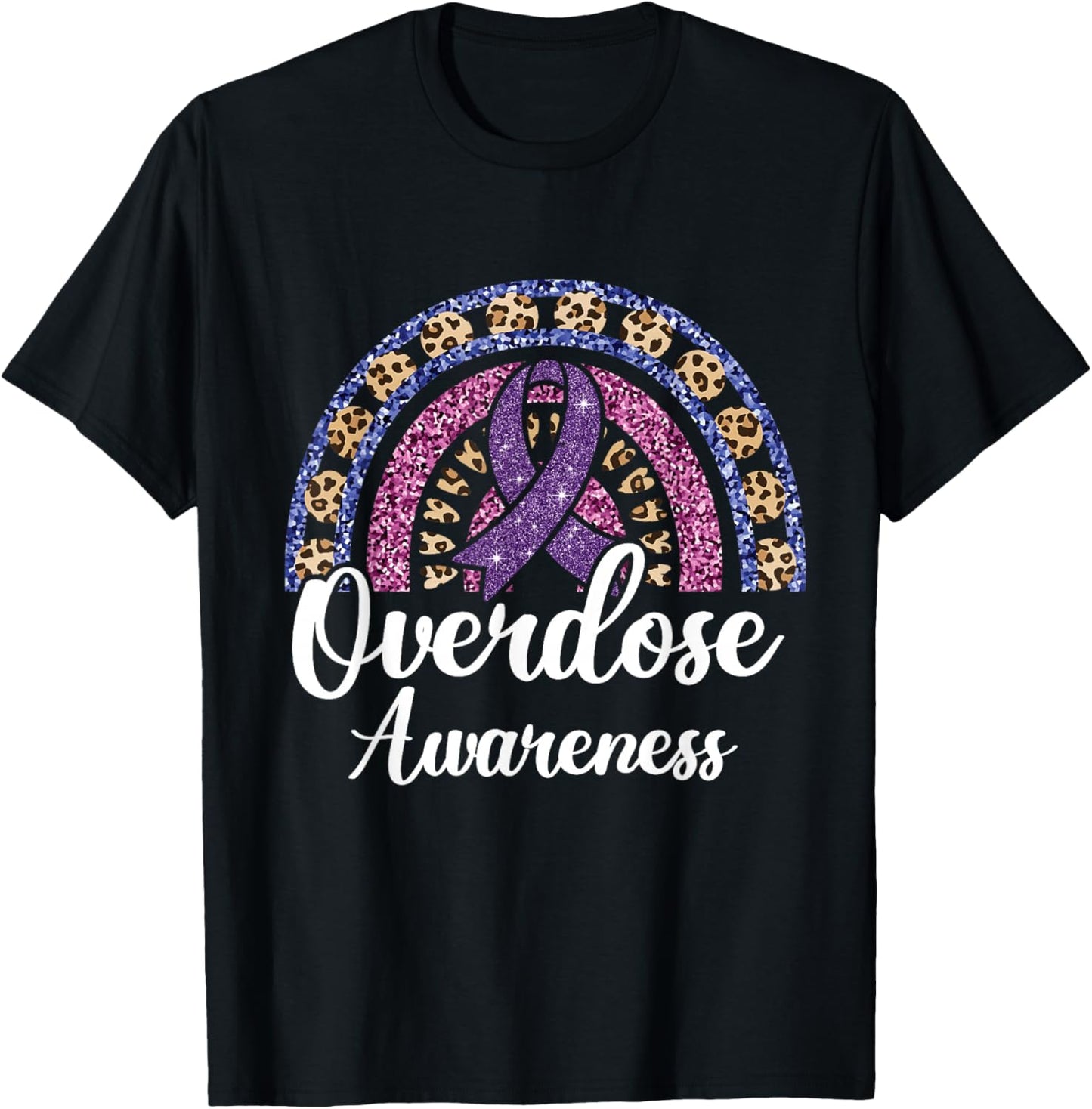 Overdose Awareness Purple Ribbon Drug Addiction T-Shirt - T-Shirt | Black