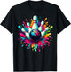 Colorful Bowling Game Day Bowling Cute Colorsplash Ball T-Shirt - T-Shirt | Black