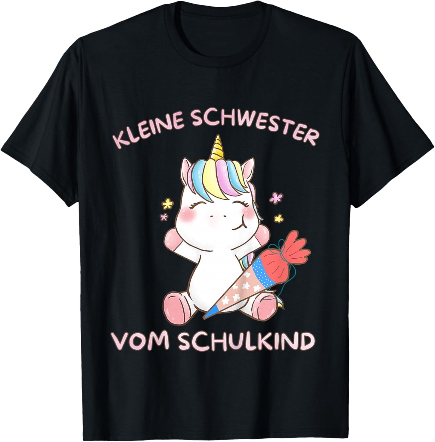 Einhorn Mädchen Einschulung Oberteil Schwester vom Schulkind T-Shirt - T-Shirt | Black