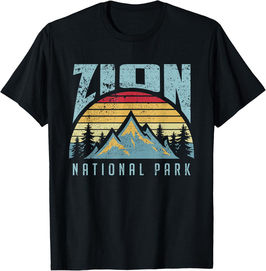 Mt Zion National Park Utah Retro T Shirt T-Shirt - T-Shirt | Black