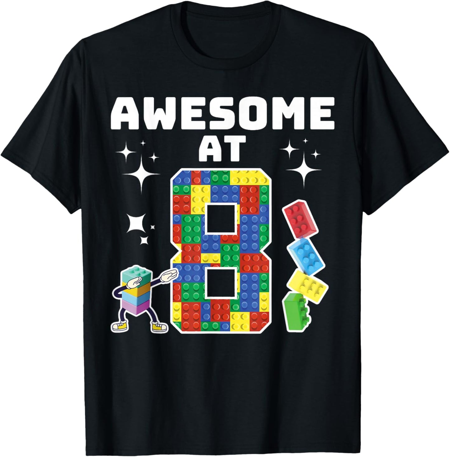 Building Blocks Building Bricks 8th Birthday Boy Dabbing Boy T-Shirt - T-Shirt | Black
