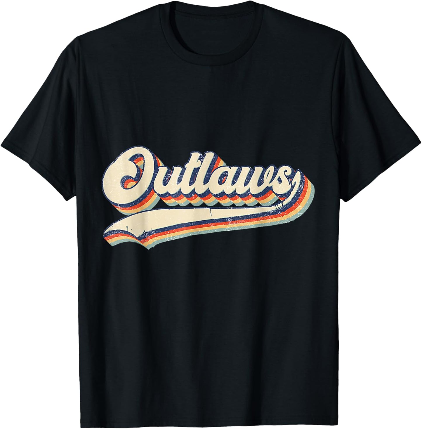 Outlaws Sports Name Vintage Retro Women Boys Girls T-Shirt - T-Shirt | Black