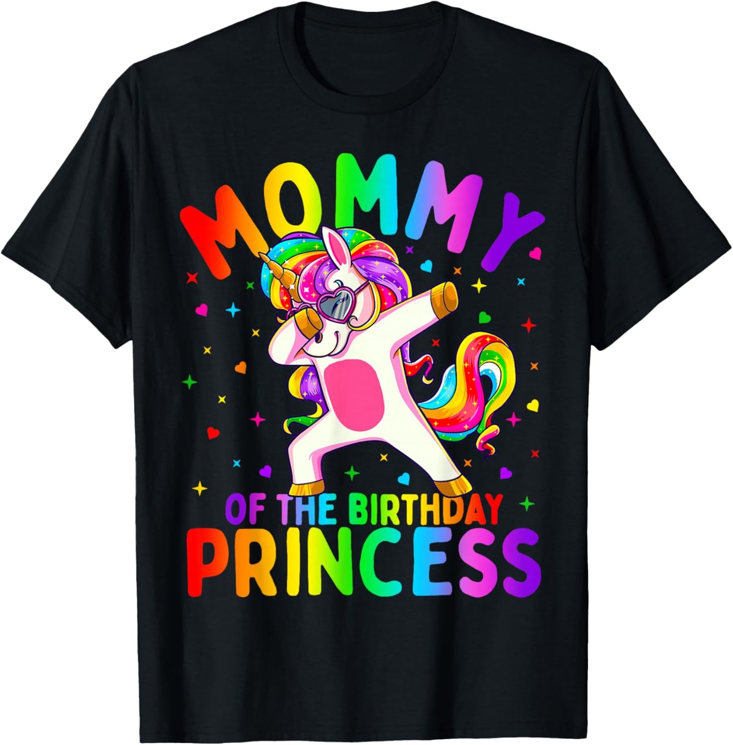 Mommy of The Birthday Princess Girl Dabbing Unicorn Mom Small T-Shirt - T-Shirt | Black