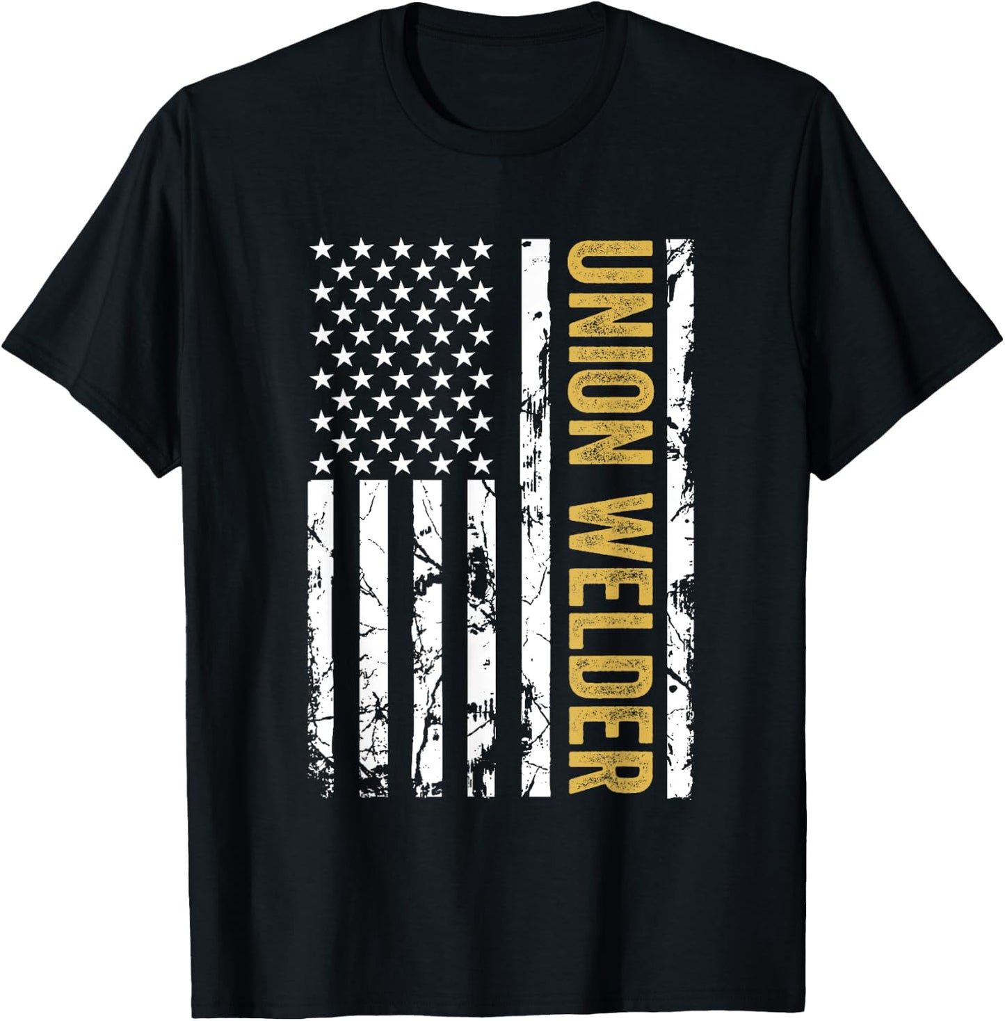 Union Welder USA American Flag Pro Union Workers Rights T-Shirt - T-Shirt | Black