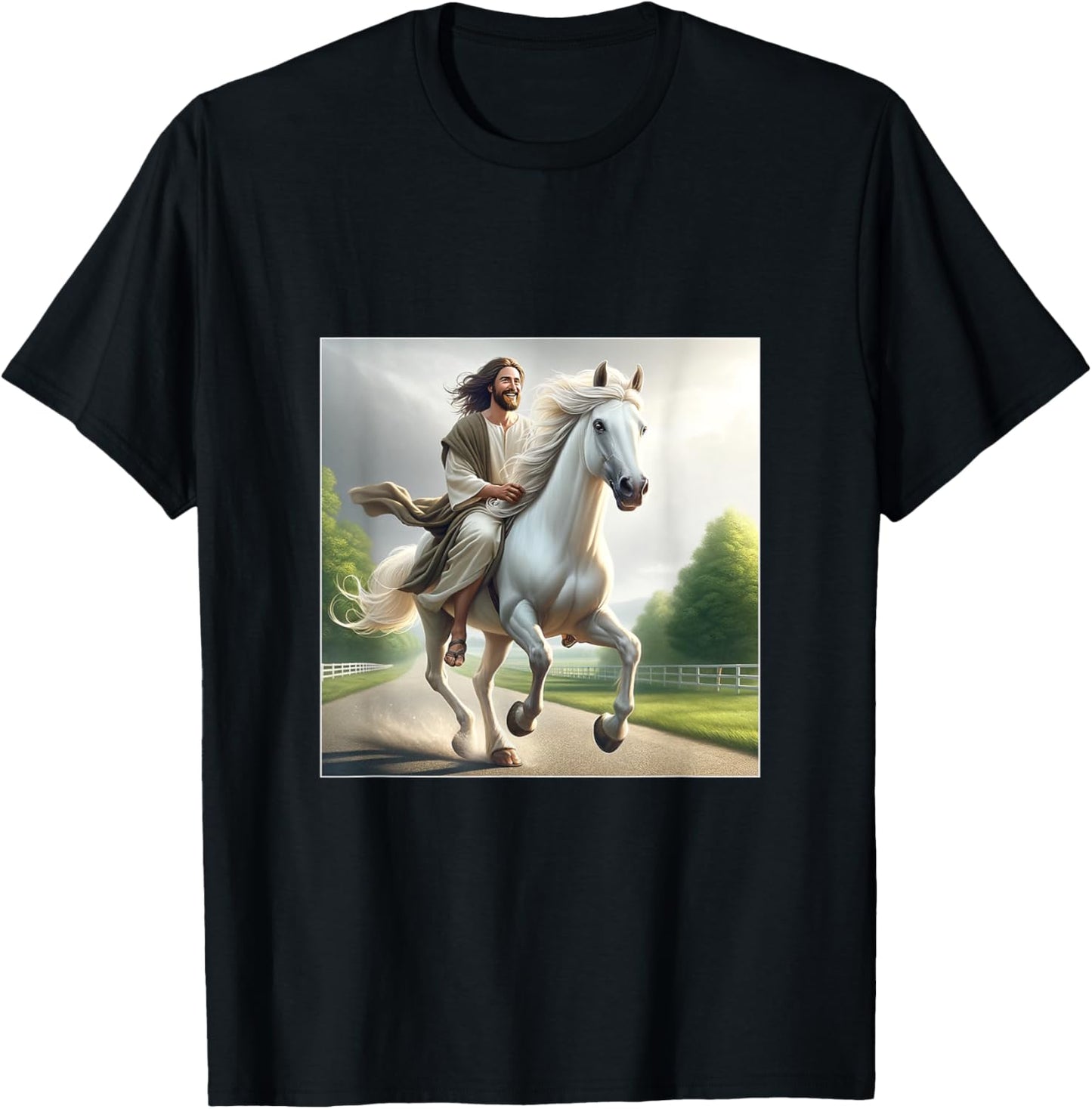 Jesus Riding a White Horse T-Shirt - T-Shirt | Black