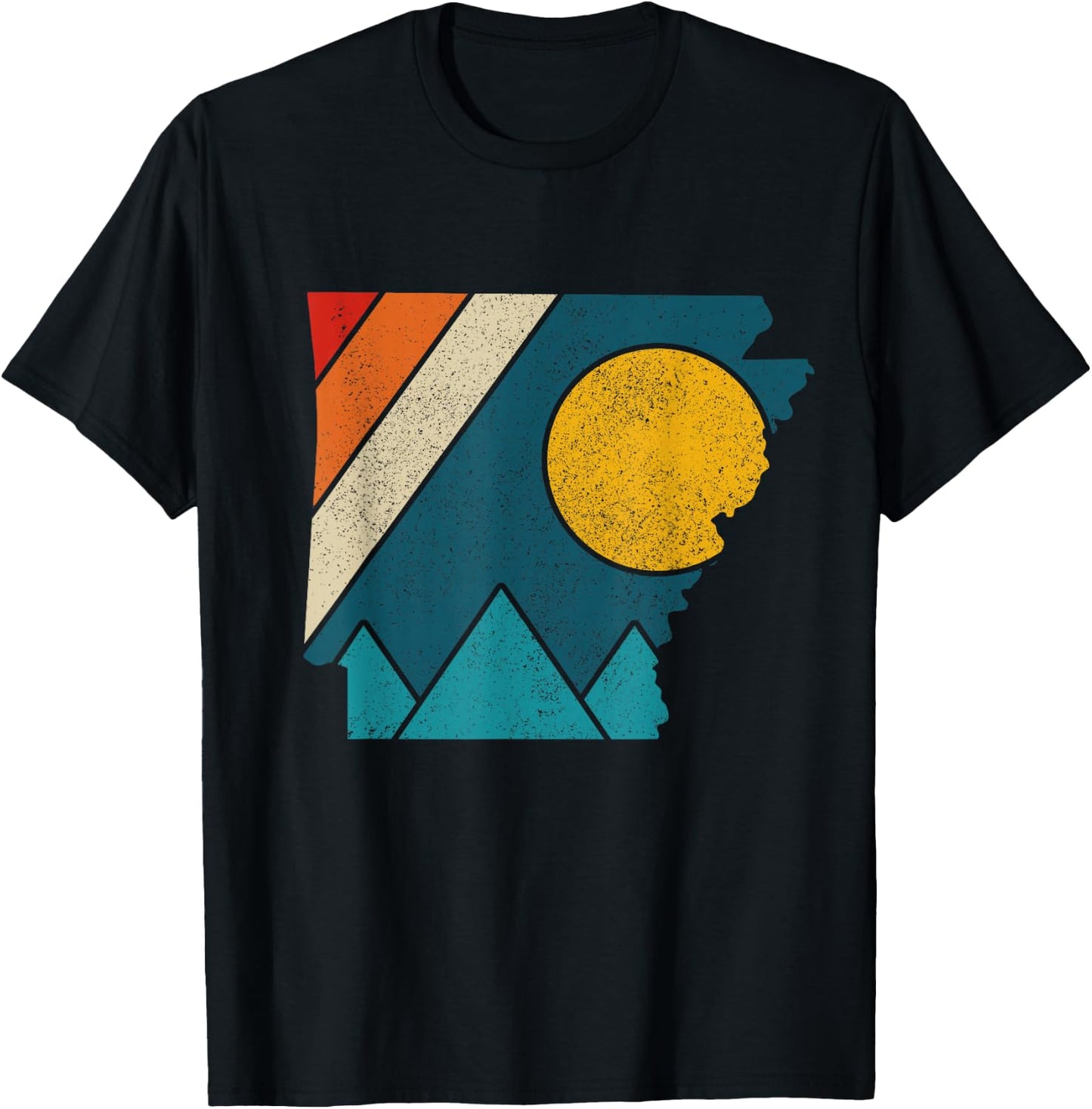 Arkansas Vintage State Map Mountains Hiking Pride Gift T-Shirt - T-Shirt | Black