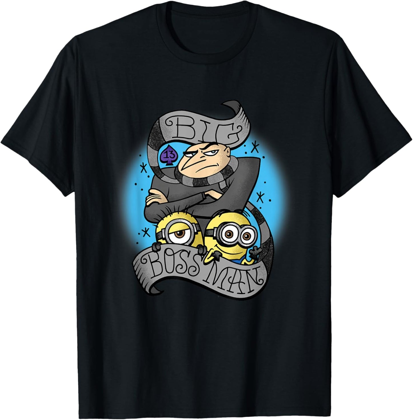 Minions Big Boss Man Gru Retro Logo T-Shirt - T-Shirt | Black