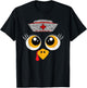 Thanksgiving Scrub Tops Women Turkey Face Nurse Holiday T-Shirt - T-Shirt | Black