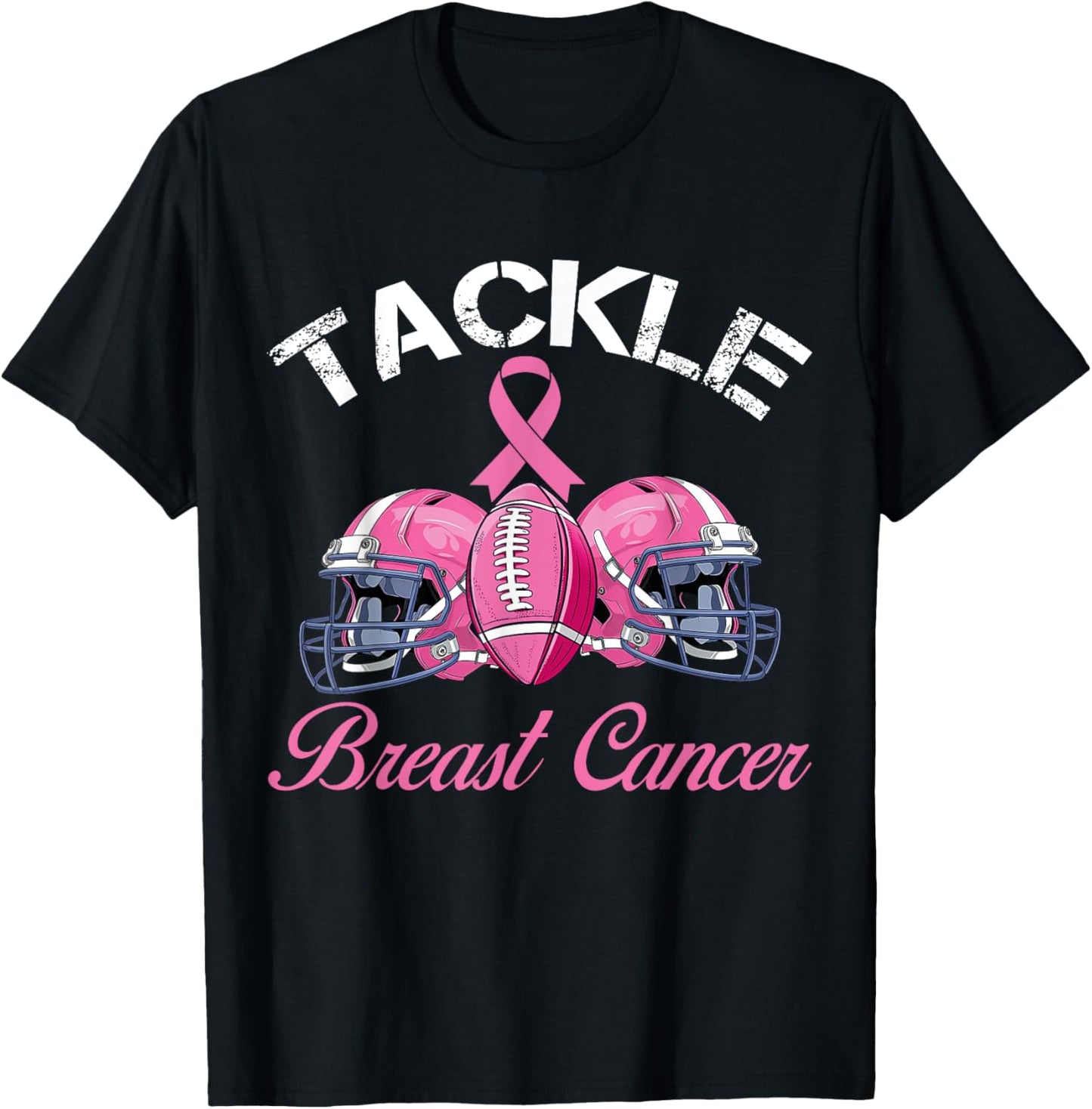 Cancer Football Lovers Tackle Breast Cancer Awareness T-Shirt - T-Shirt | Black