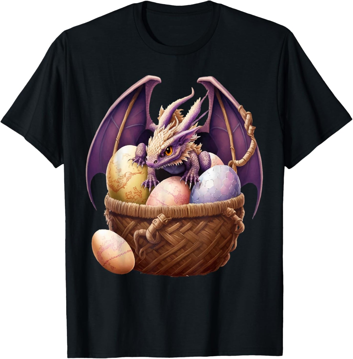 Dragon Girl Lover Collecting Easter Eggs - Kids Cute Dragons T-Shirt - T-Shirt | Black