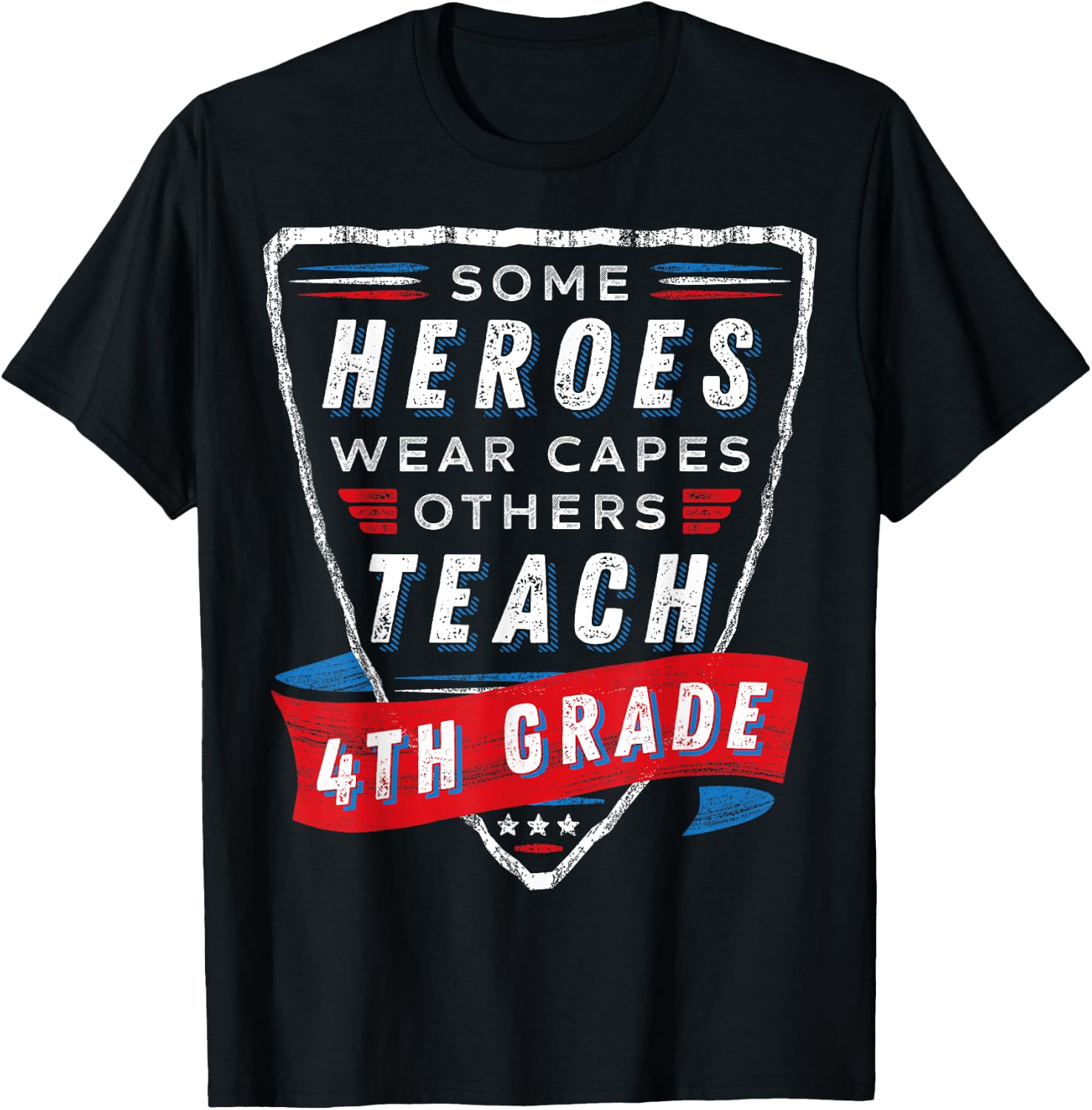 Some Heroes Wear Capes Others Teach 4th Grade Teacher Gift Men Women Kids T-Shirt - T-Shirt | Black