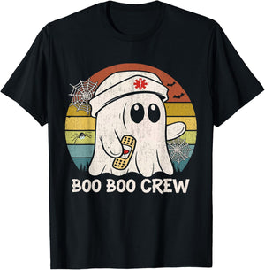 Boo Boo Crew Nurse Shirt Funny Ghost Women Halloween Nurse T-Shirt - T-Shirt | Black