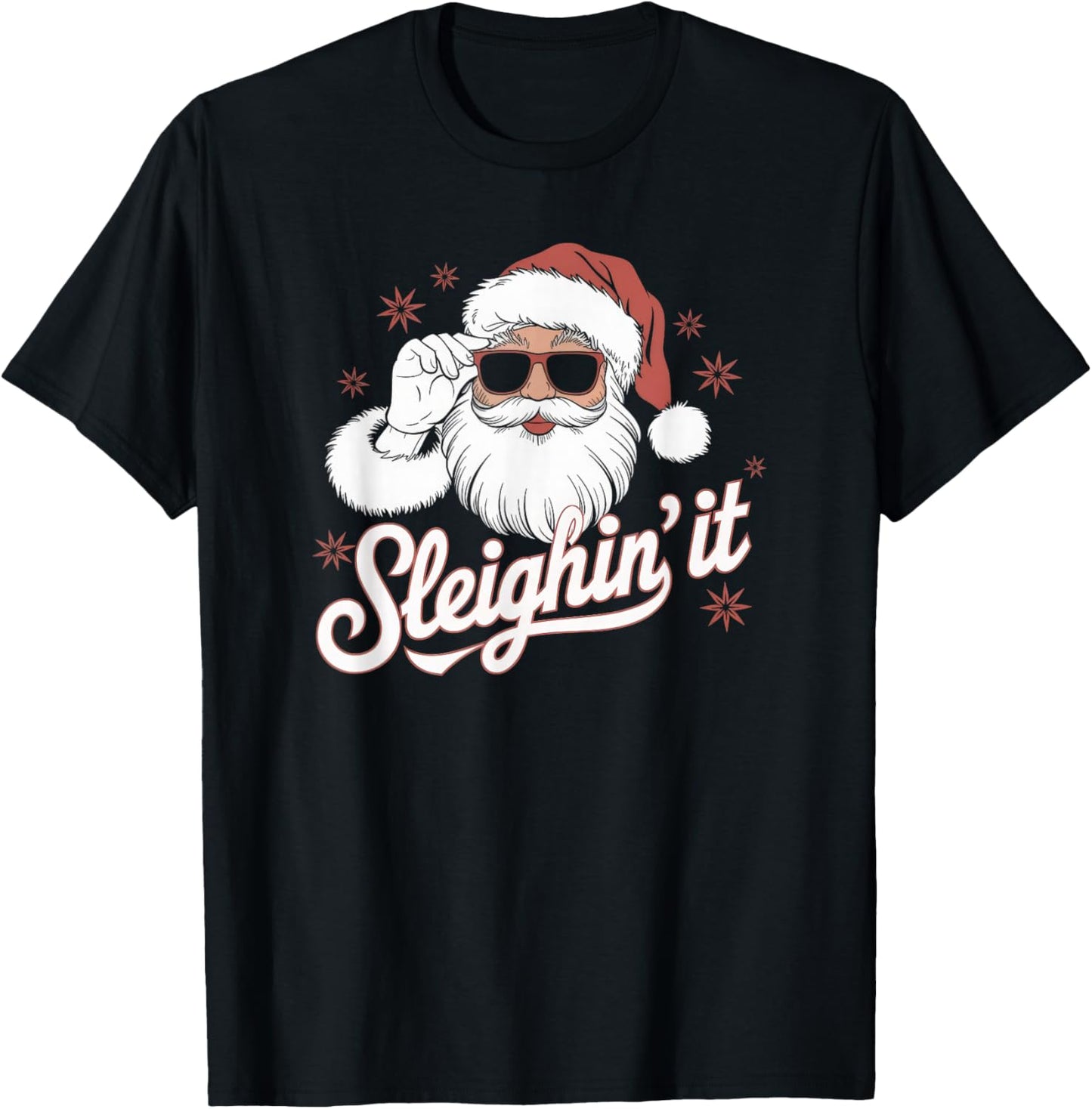 Sleighin' It Funny Santa Cool Sunglasses Sleighing Dad Retro T-Shirt - T-Shirt | Black