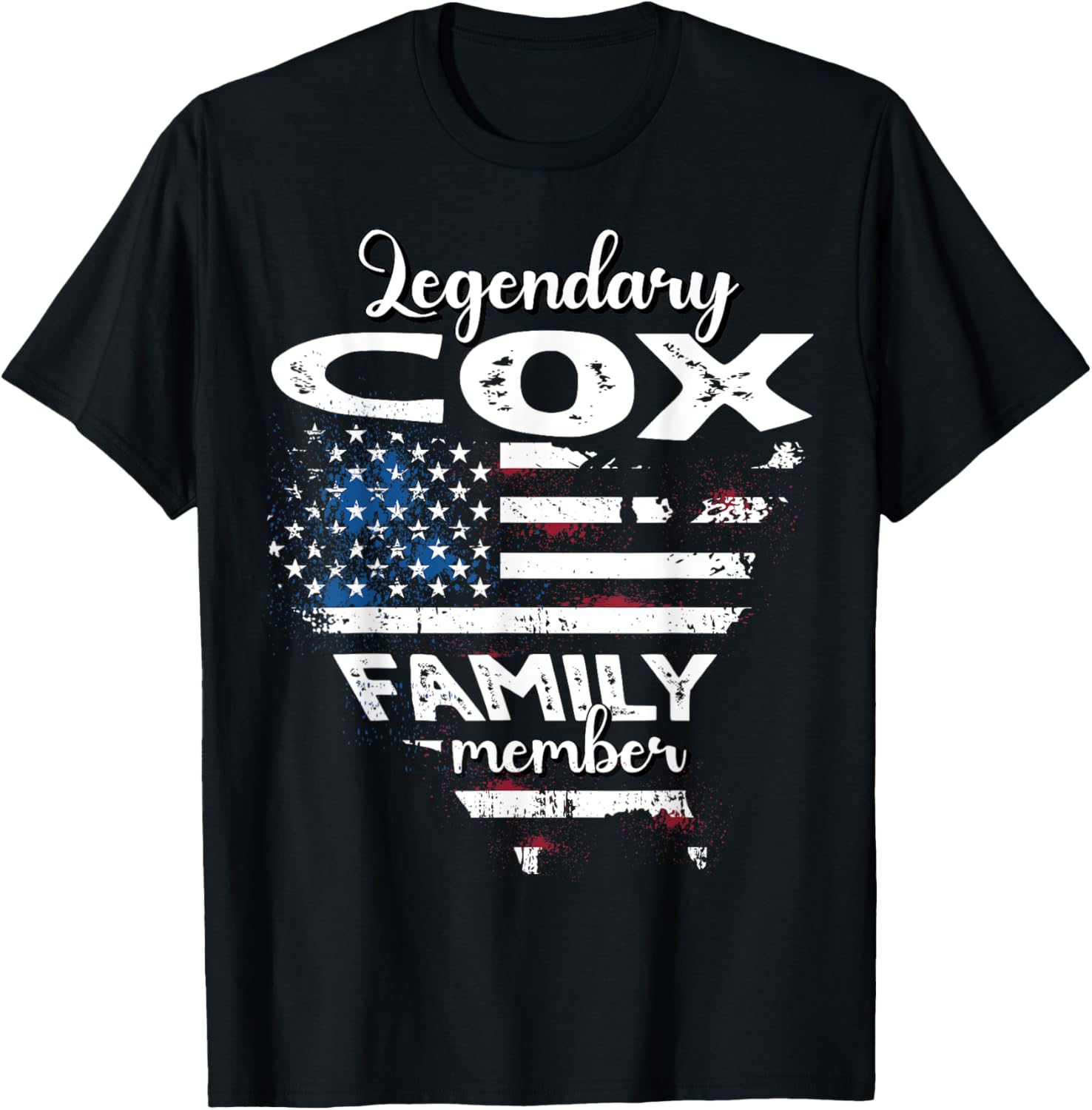 Surname Cox US Flag Cox Last Name Cox T-Shirt - T-Shirt | Black