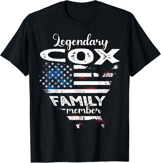 Surname Cox US Flag Cox Last Name Cox T-Shirt - T-Shirt | Black