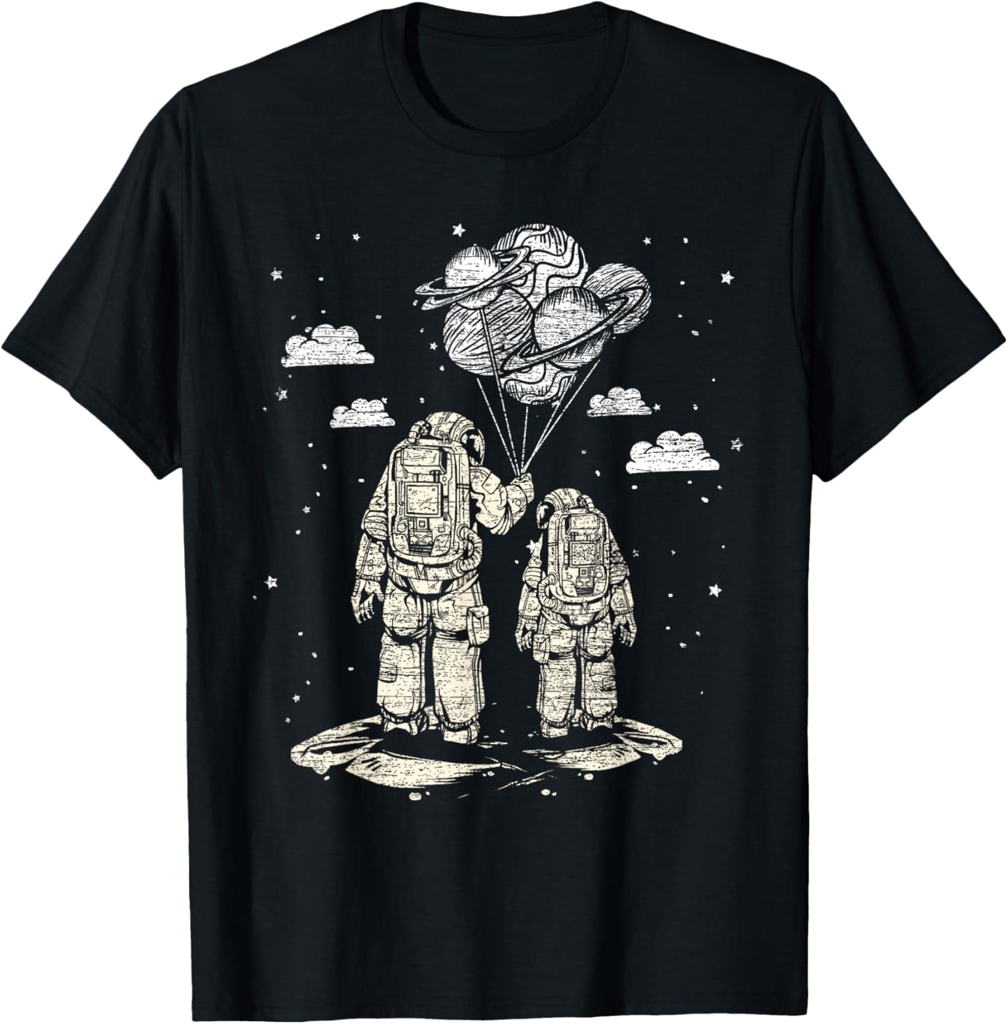 Fathers Day Space Science Astronomy Lover Dad Son Astronaut T-Shirt - T-Shirt | Black