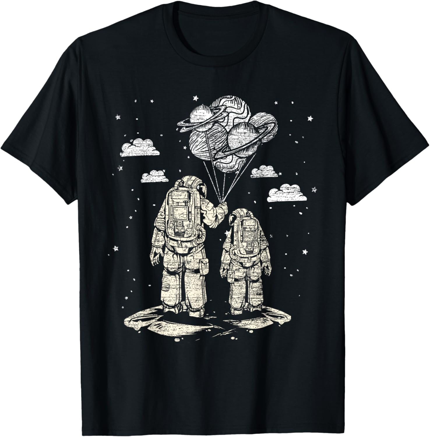 Fathers Day Space Science Astronomy Lover Dad Son Astronaut T-Shirt - T-Shirt | Black