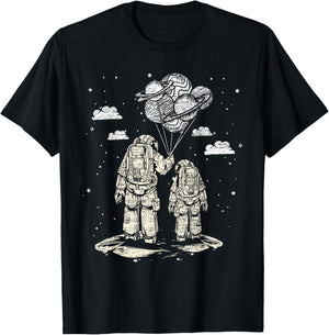 Fathers Day Space Science Astronomy Lover Dad Son Astronaut T-Shirt - T-Shirt | Black