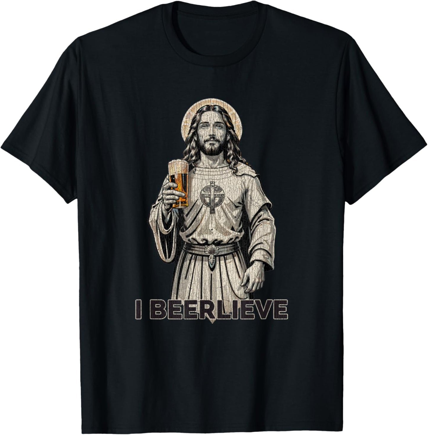 Vintage Jesus I Beer I Believe In Jesus T-Shirt - T-Shirt | Black