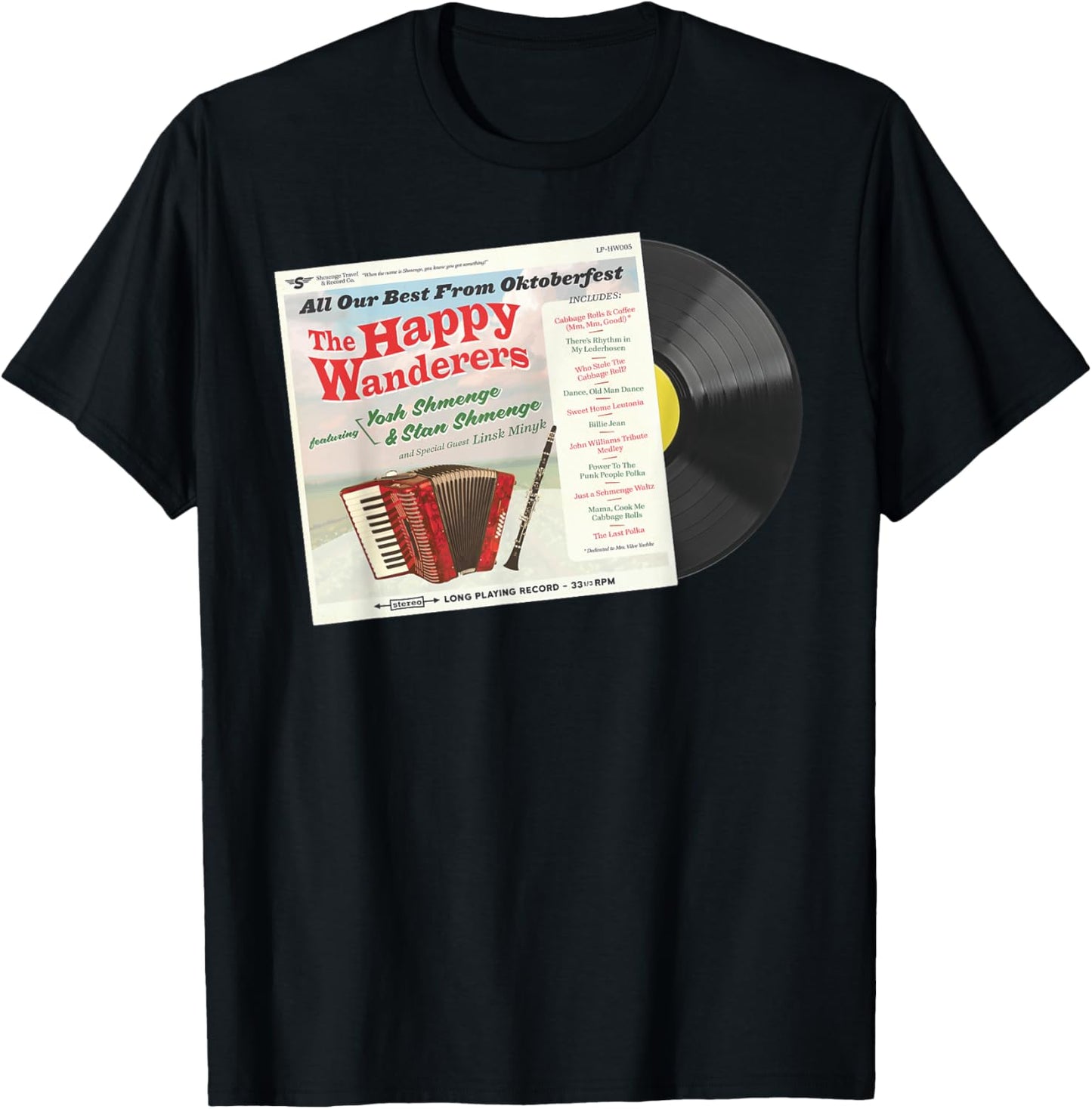The Happy Wanderers LP - featuring Stan & Yosh Shmenge T-Shirt - T-Shirt | Black