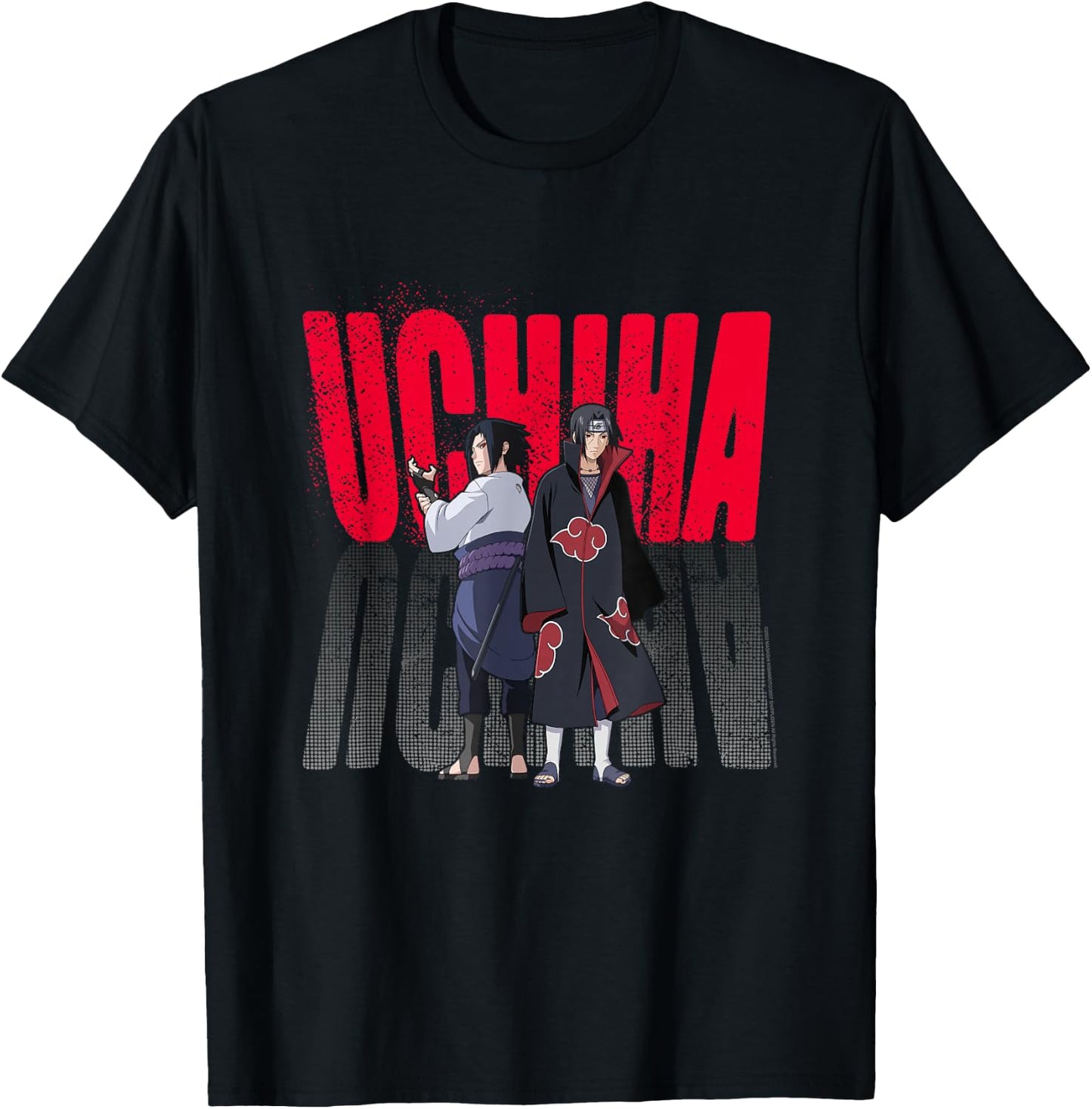 Naruto Shippuden Uchiha Itachi & Sasuke Gradient Logo Anime T-Shirt - T-Shirt | Black