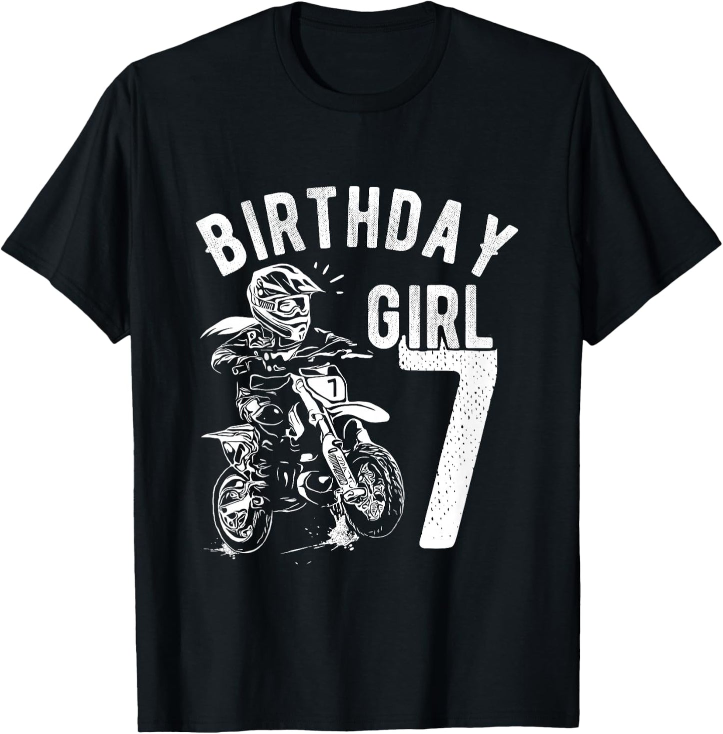 7 years old kid - Birthday girls - Dirt bike - Motorcycle T-Shirt - T-Shirt | Black
